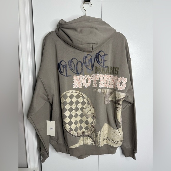 Lifted Anchors - Love Means Nothing XS Grey graphic hoodie - Small NWT - Picture 4 of 6